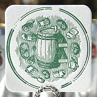Pamiątkowe podkładki (wafle) pod piwo techniką letterpress